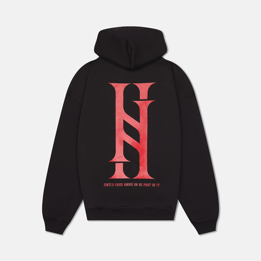 BLACK WITH RED CLASSIC HOODIE